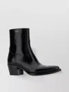 Prada Block Heel Leather Ankle Boots