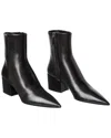 Prada Block Heel Leather Bootie (authentic Pre-loved) In Black