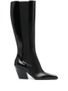 Prada Black Leather Boots In Black