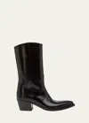 Prada Block-heel Leather Cowboy Boots In Nero
