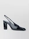 Prada Block Heel Patent Finish Pointed Toe Ballerina Shoes In Black