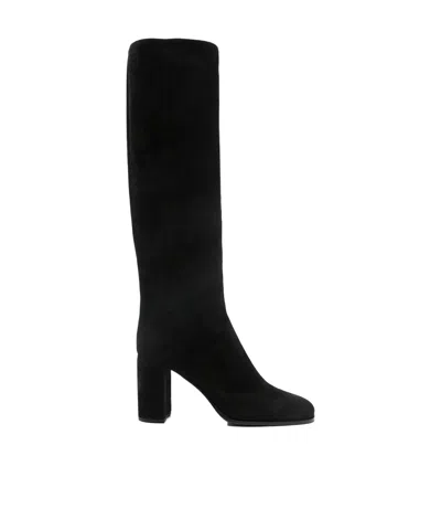 Prada Block-heeled Knee-high Boots In Black