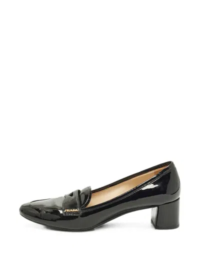Pre-owned Prada Block-heel Loafer Pumps In Black