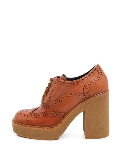 Pre-owned Prada Block-heel Pumps In Brown