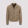 Prada Pointed Collar Lamb Leather Blouson In Brown