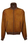 Prada Blouson Camoscio In Brown