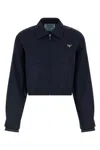 Prada Poplin Jacket Featuring Front Pockets Buttons In Blue