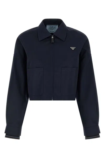 Prada Blouson Crop In Blue