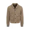Prada Classic Button-up Lamb Leather Jacket In Brown