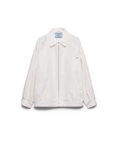 Prada Silk Faille Blouson Jacket In White