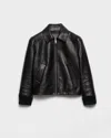 Prada Leather Blouson Jacket In Black