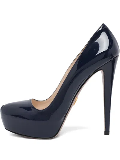 Pre-owned Prada Patent-leather Platform Pumps In Blue