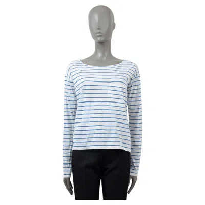 Pre-owned Prada Blue & White Cotton Striped Long Sleeve Jersey Shirt Xs