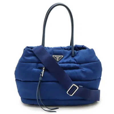Pre-owned Prada Blue Bluette Nylon Leather Handbag Shoulder Bag Tote Bag () In Multi