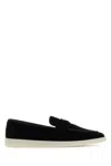 Prada Blue Calf Flat Shoes In Black