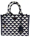 Prada Blue Canvas Small Symbole Embroidered Handbag (authentic Pre-loved)
