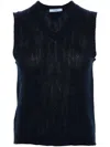 Prada Knit Cashmere Sleeveless V-neck Vest In Blue