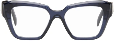 Prada Blue Cat-eye Acetate Glasses In 08q1o1 Trans Blue