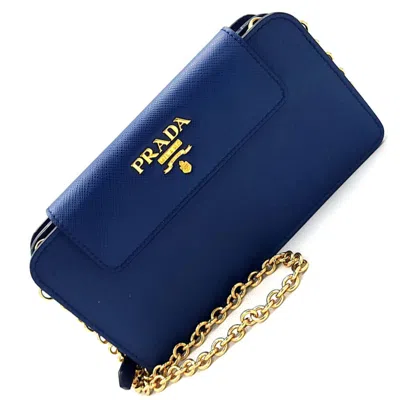 Pre-owned Prada Blue Chain/shoulder Wallet ()