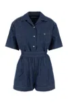 Prada Pocket Button Jumpsuit In Blue