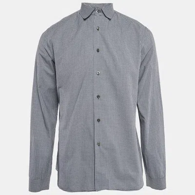 Pre-owned Prada Blue Checks Cotton Long Sleeve Shirt Xxl