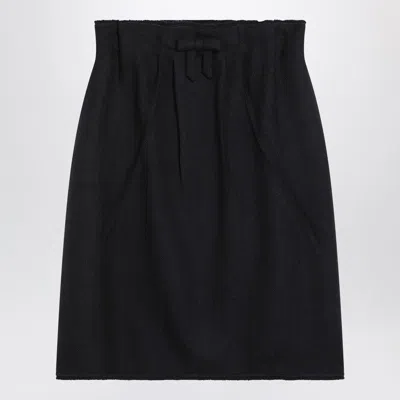 Prada Chevron Wool Midi Skirt Clothing In Black
