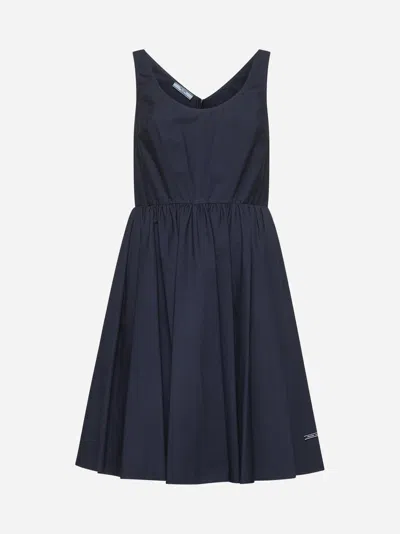 Prada Fit-and-flare Sleeveless Dress In F0002 Nero