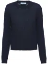 Prada Blue Cotton Crew Neck Sweater In Blue