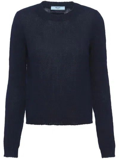 PRADA PRADA BLUE COTTON CREW NECK SWEATER