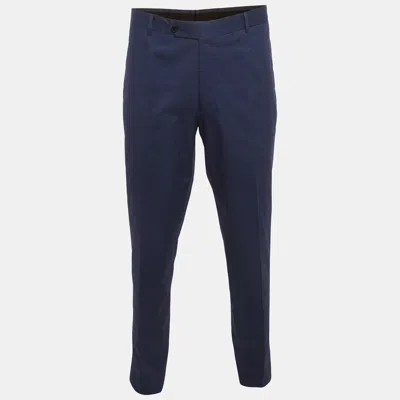 Pre-owned Prada Blue Cotton Formal Trousers Xxxl
