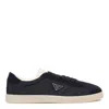 Prada Midnight Blue Re-nylon And Suede Sneakers In Black
