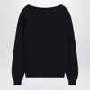 Prada Blue Cotton Sweater With Geometric Details Women
