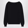 Prada Blue Cotton Sweater With Geometric Details Women In Blue