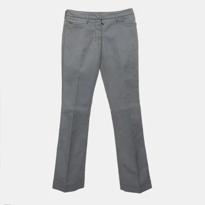 Pre-owned Prada Blue Cotton Twill Linea Rossa Straight Leg Trousers S