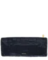 Prada Blue Crepe-satin Pleated Clutch Bag (authentic Pre-loved) In Black