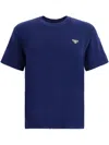 Prada Triangle Logo Crewneck T-shirt In Blue