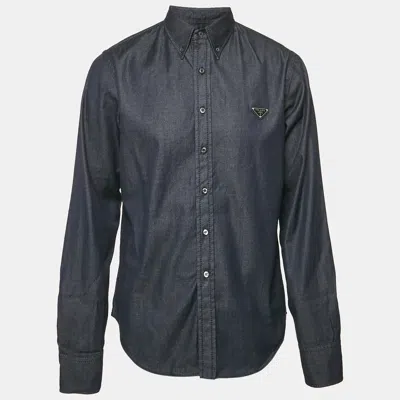 Pre-owned Prada Blue Denim Button Front Shirt Xl