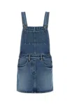 Prada Blue Denim Dungaree Mini Dress