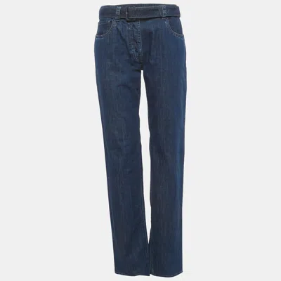 Pre-owned Prada Blue Denim Straight Leg Button Up Jeans M/waist 30"