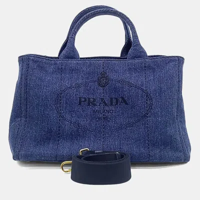 Pre-owned Prada Blue Denim Tote And Shoulder Bag