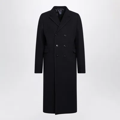 Prada Blue Double-breasted Virgin Wool Overcoat