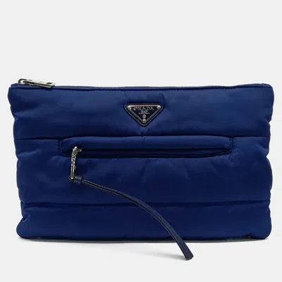 Pre-owned Prada Blue Fabric Padded Clutch