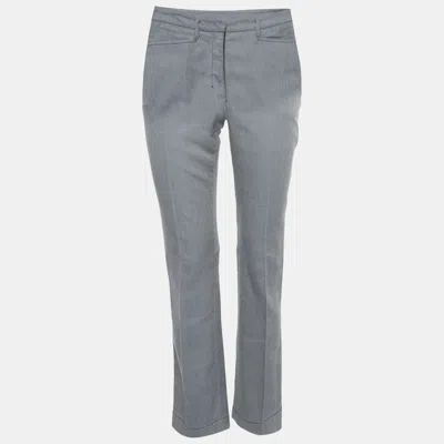 Pre-owned Prada Blue Gabardine Pants S/waist 26" In Brown