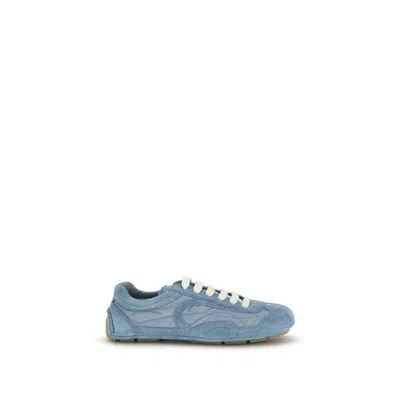 Prada Light Blue Suede And Re-nylon Montecarlo Re-edition 2005 Sneakers In Multi
