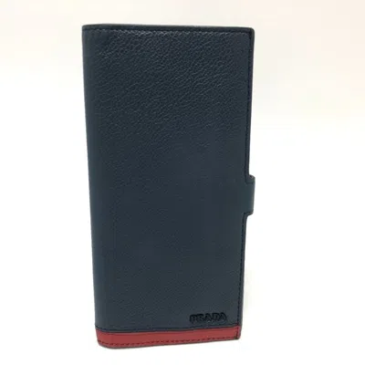 Pre-owned Prada Blue Leather Long Wallet (bi-fold) ()