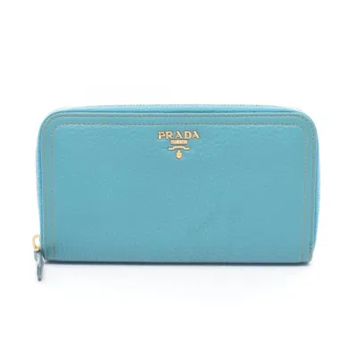 Pre-owned Prada Blue Leather Long Wallet (bi-fold) ()