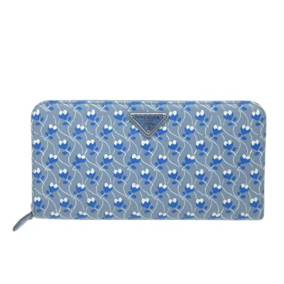 Pre-owned Prada Blue Leather Long Wallet (bi-fold) ()