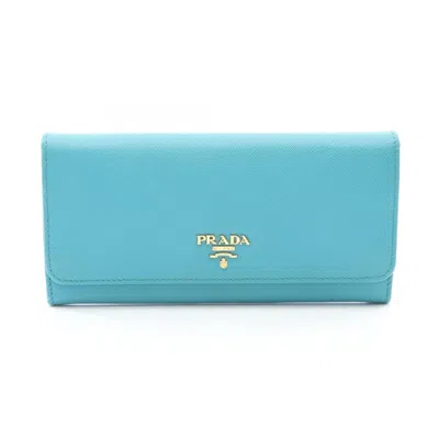 Pre-owned Prada Blue Leather Long Wallet (bi-fold) ()