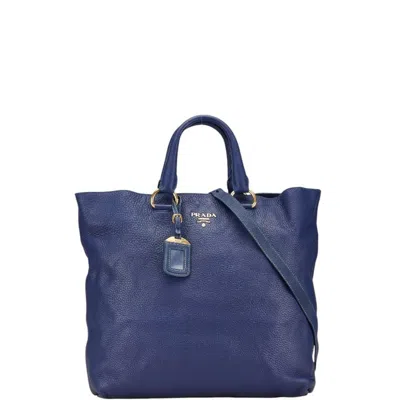 Pre-owned Prada Blue Leather Shoulder Bag Tote Bag ()