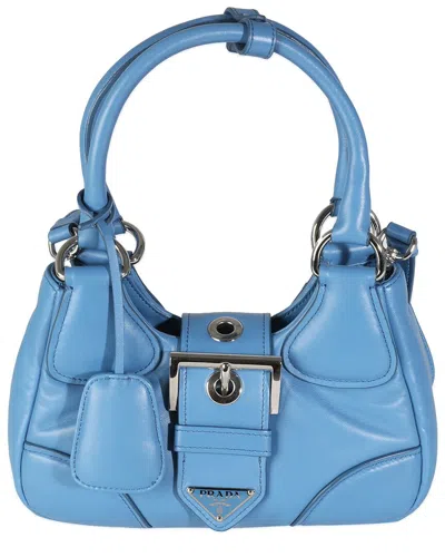 Prada Blue Leather Soft Padded Re-edition 2002 Moon Bag (authentic Pre-loved)